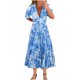 thumbnail image 2 of Puntoco Vestido De Manga Corta Con Cuello En V, Nuevo Vestido Suelto De Gran Elasticidad Con Cuello En V Floral Para Vacaciones En La Playa Para Mujer Azul Cielo Xxxl, 2 of 6
