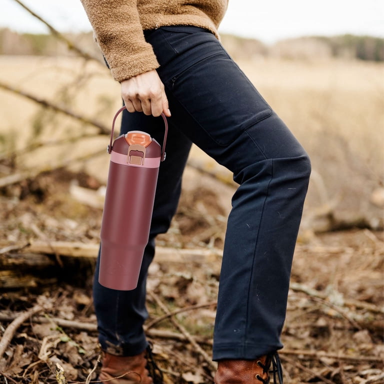 Ozark Trail 30oz Vacuum-Insulated Stainless Steel Dual Lid Insulated Tumbler, Double Wall Vacuum Insulated Travel Tumbler with Sip & Chug Lid, Rose