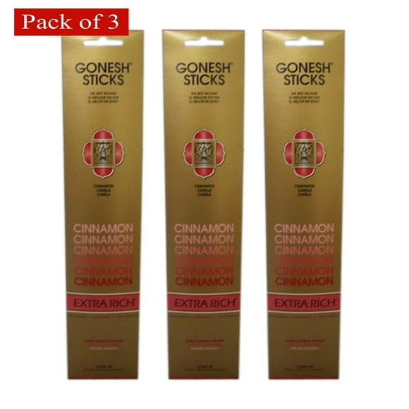 Gonesh Cannelle Extra Riche 20 Bâtons (Emballage et Parfums Peuvent Parfois Varier) - Lot de 3