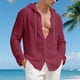 thumbnail image 4 of Blusa de manga larga con capucha para hombre, color liso, moderna, holgada, informal, con botones y cordón, de poliéster., 4 of 9