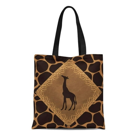 Giraffe Handbag Purse - LADDKE Canvas Tote Bag Brown Designedwithtlc Giraffe Tan Safari Wildlife Spots Spotted Reusable Handbag Shoulder Grocery Shopping Bags