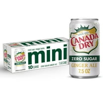 Canada Dry Caffeine Free Zero Sugar Ginger Ale Soda Pop, 7.5 fl oz, 10 Pack Cans