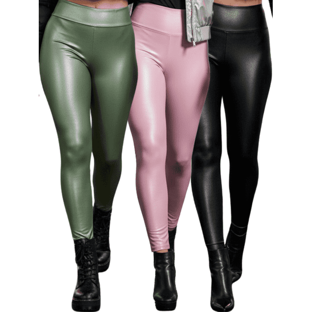 Set De Leggins Cuero Moda Elegante O Casual Mujer Leginsn Vinipiel