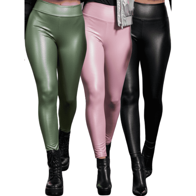Set De 3 Leggins Cuero Moda Elegante O Casual Mujer Leginsn Vinipiel