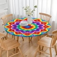 thumbnail image 3 of Colorful Rainbow Tie Dye Spiral Pattern Round Fitted Tablecloth with Elastic Edge,Dining Table Cover Waterproof,Outdoor Round Tablecloth for Camping,Dining,Indoor and Outdoor, 3 of 7