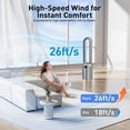 thumbnail image 3 of ADVWIN Smart Bladeless Tower Fan, 26ft/s Fast Cooling, 24 Speeds, App Control, 90° Oscillation, Grey, 3 of 9