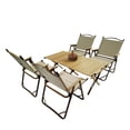 thumbnail image 3 of Multi-Function Foldable and Portable Dining Set, 1 Dining Table & 4 Folding Chairs, Indoor and outdoor universal, Natural 00002, 3 of 6