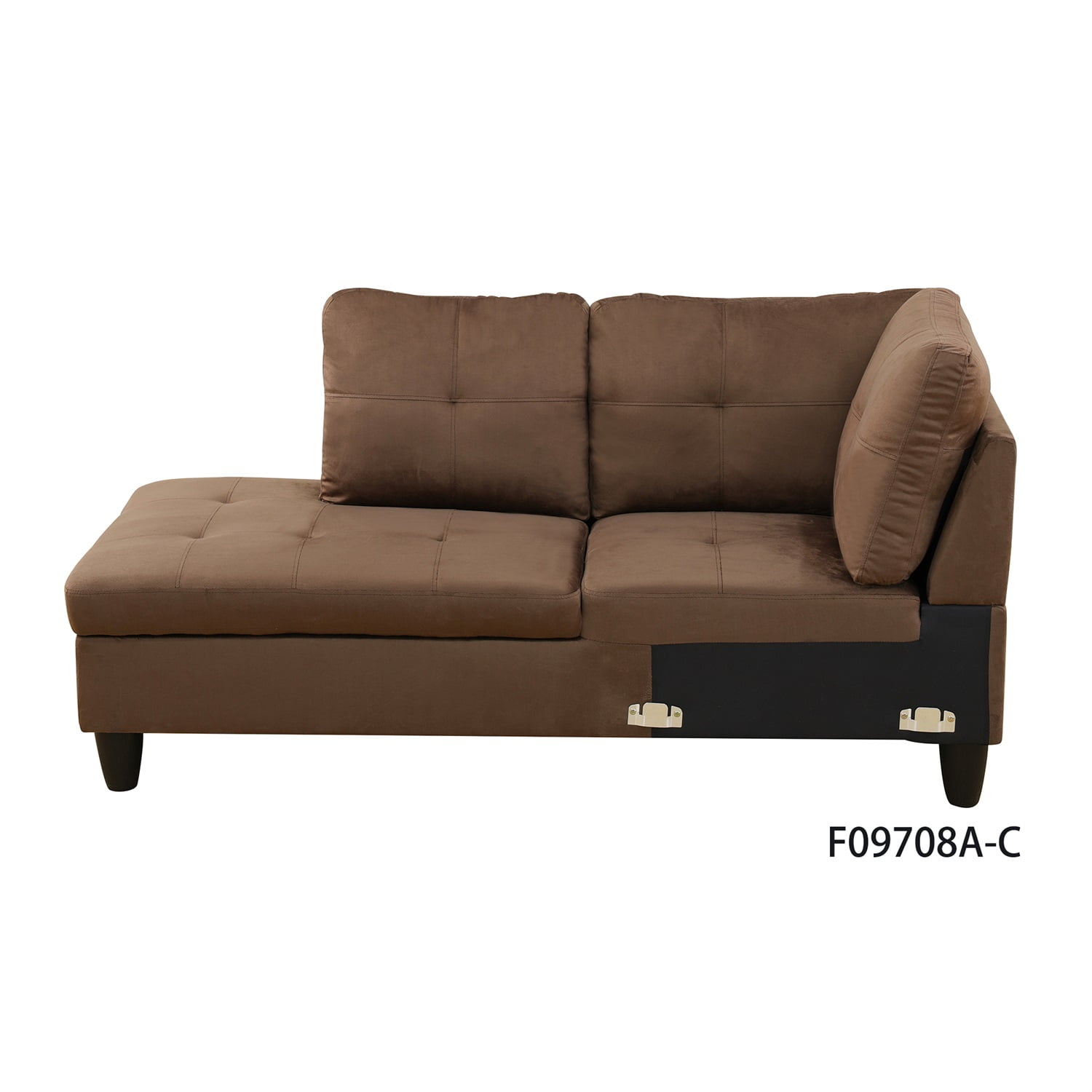 Hommoo L Shaped Couch Set Sectional Sofa Set, Flannel Living Room Furniture Sets, 4-Seat Couches and Sofa Set for Home, Apartment, Dorm, Chocolate(No Ottoman)