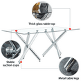 thumbnail image 6 of 71 inch Glass Dining Table with Tempered Rectangular Glass Top, Modern Minimalist Glass Rectangle Kitchen Table with 6 Chrome Legs for Home Office Kitchen Dining Room, 6-8 People, 6 of 7