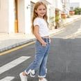 thumbnail image 4 of NAISIBABY Girls Cute Jeans, Flare Leg with Pockets Elastic Waist Kids Casual Fashion Denim Pants Blue Size 8, 4 of 8
