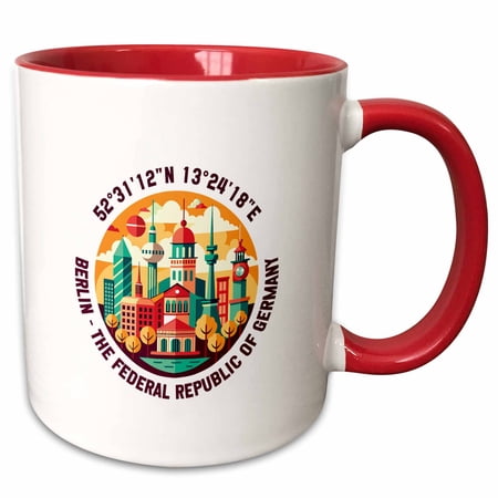 3drose, Berlin, the Federal Republic of Germany, Coordinates. Travel Gift, 11oz Two-tone Red Mug