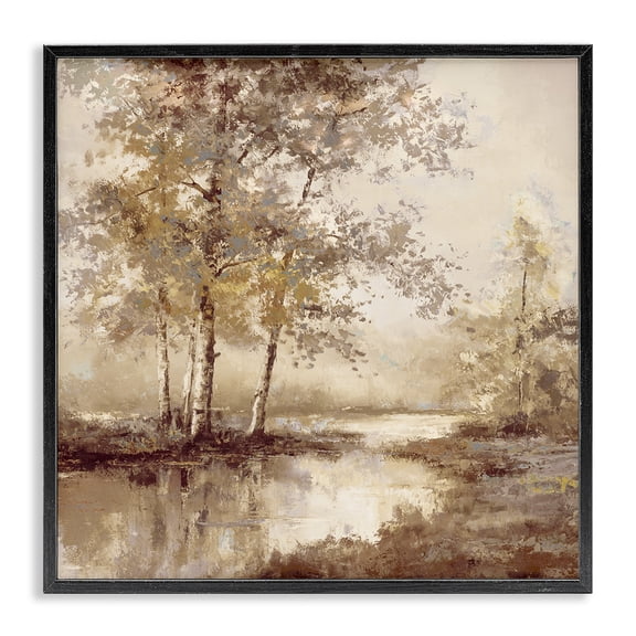 Stupell Industries Rustic Lodge Forest Stream in Sepia Black Framed Giclee Art, 12 x 12, by T.C. Chiu