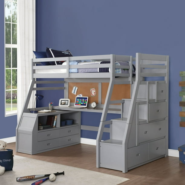 Simple Relax Loft Bed Storage Ladder, Loft Bed With Bookcase Plans