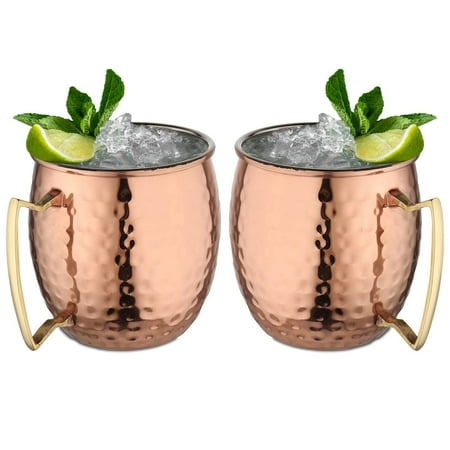 

diollo Stainless Steel Moscow Mule Beer Mugs Gift Set for Christmas/New Year/Festival Hammered Copper Plated - Set of 2