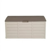 Fithood 75gal 260L Outdoor Garden Plastic Storage Deck Box Chest Tools Cushions Toys Lockable Seat