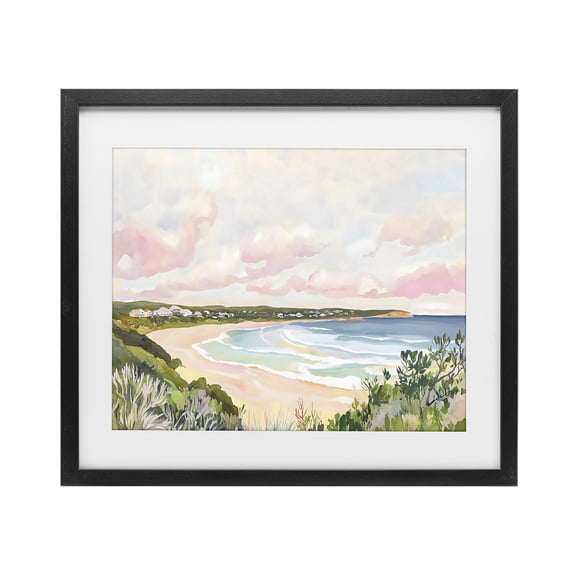 Stupell Industries Serene Sunset Beach Panorama Black Framed Print Under Glass, design by The Prints Vibe