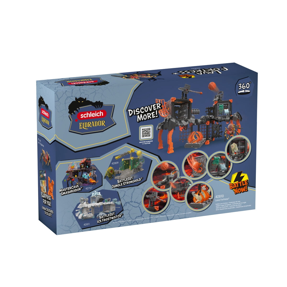schleich Eldrador Creatures - 83 PC Lava Fortress Playset with Lava Spider, Fortress, Launchers and Battle Accessories for Kids Ages 7+