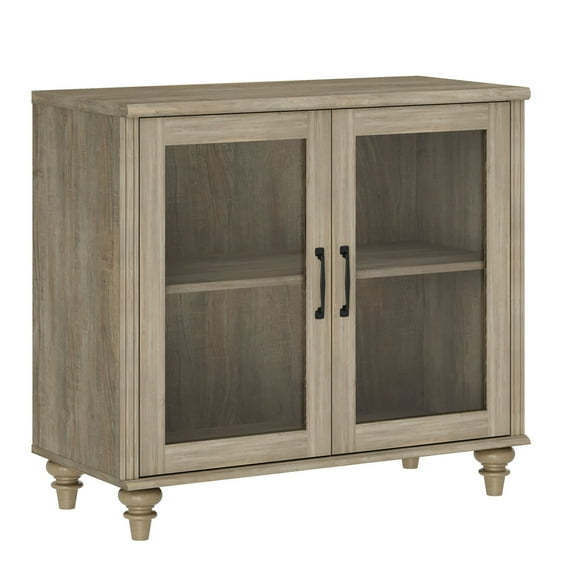 Buffet Cabinet with Glass Door, Kitchen Storage Cabinets with Adjustable Shelf, 34 inch, Wash Gray