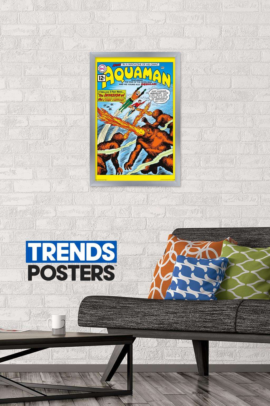 DC Comics - Aquaman - The Invasion of the Fire-Trolls Wall Poster, 14.725" x 22.375" Framed