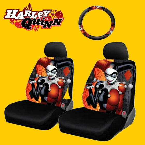 New Pair Of Dc Comic Harley Quinn Car Seat And Steering Wheel Cover