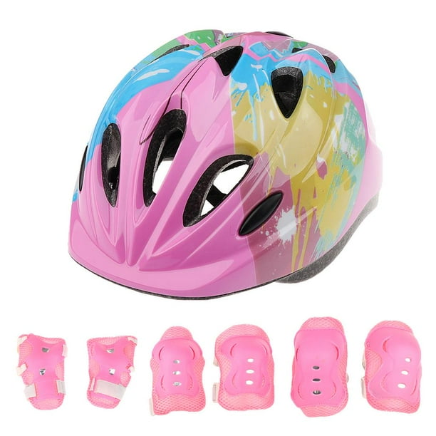 Casco para Rodilleras Coderas Munequeras para de 5 a 15 de 7 Bicicletas Monopatin Patineta Equipo de Proteccio Rosado kusrkot Casco de patinaje sobre ruedas Walmart en linea
