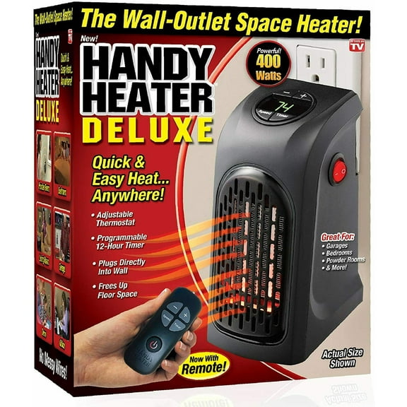 Handy Heater Wall-Out Electric Space Heater Deluxe with Remote, Ontel