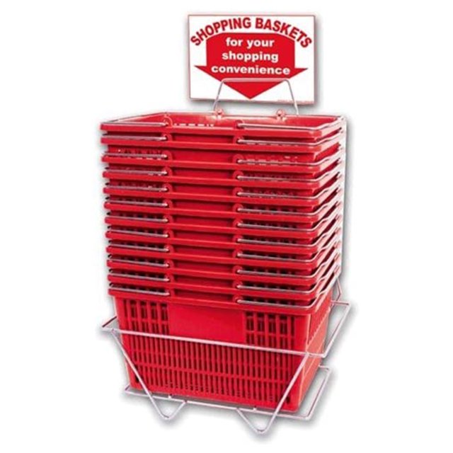Only Garment Racks Panier avec Support et Enseigne, Rouge (Lot de 12)