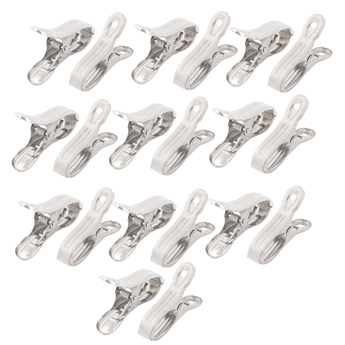Unique Bargains 20pcs Stainless Steel Spring Loaded Laundry Hanging
