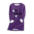 thumbnail image 2 of DPTALR Women's Round Neck Thickened Plush Warm Long Sleeve Tops, 2 of 3
