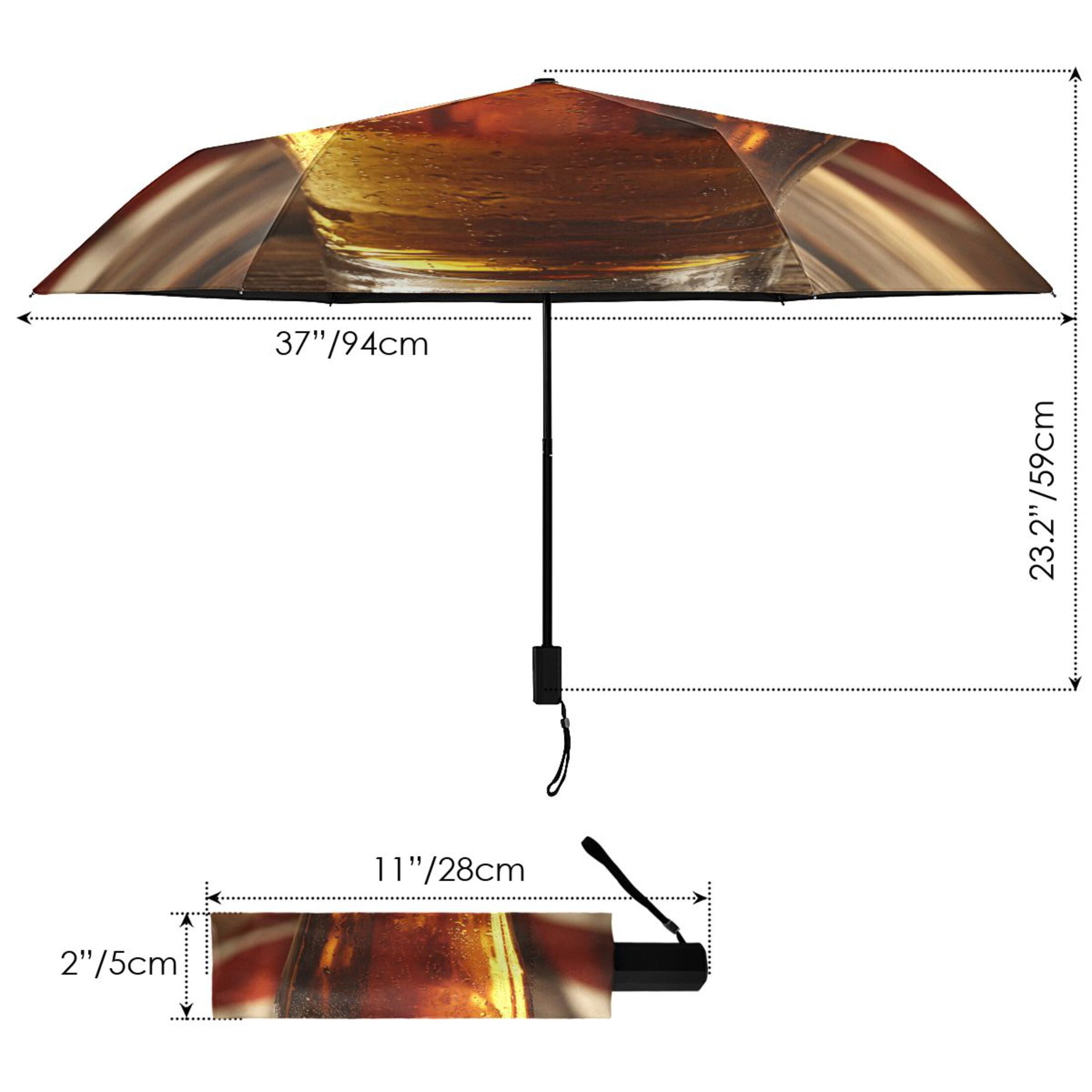 Beers and American Flag Compact Sun Umbrella Windproof Travel Umbrellas for Rain Strong Portable UV Protection