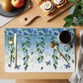thumbnail image 2 of Spring Flower Placemats Set of 8, Watercolor Blue Flowers Leaf Butterfly Gradient Blue Non-Slip Place Mats Washable Table Mats for Kitchen Dining Table Decorations Indoor/Outdoor, 2 of 9