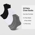 thumbnail image 4 of 10Pairs Unisex Cotton Quarter Crew Socks, One Size Thin Ribbed Mini Ankle Socks for Men Women Athletic Daily Wear, Black White Gray Assorted Colors, 4 of 7