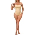 thumbnail image 2 of INSPIRE CHIC Women's Strapless Shapewear Front Hook Push Up Bodysuits Seamless Non Slip Silicone Bodyshaper with Removable Straps S Beige, 2 of 5