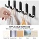 thumbnail image 4 of Gancho de pared adhesivo de acero inoxidable, 20 piezas Gancho adhesivo para baño Gancho para toalla autoadhesivo Impermeable a prueba de herrumbre para cocina, sala de estar, baño, dormitorio negro, 4 of 4