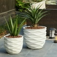 thumbnail image 6 of LuxenHome Set of 2 White Waves Design MgO Planters, 6 of 10