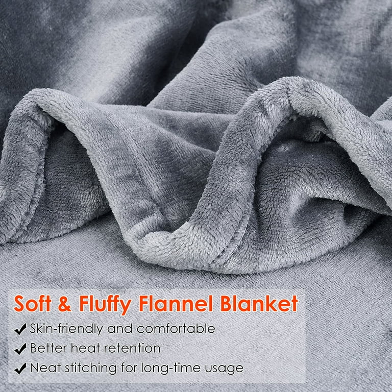 Heated Blanket Electric Throw - Soft Ribbed Fleece Fast Heating