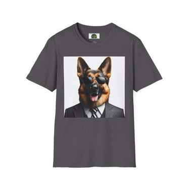 German Shepherd in Suit and Sunglasses Unisex Softstyle T-Shirt
