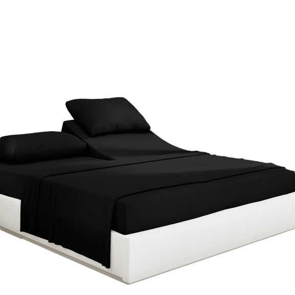 Pratyux 6-Piece Split Head Queen Sheet Set - 600-Thread Count 100% Egyptian Cotton - Sheet Set - 12" Deep Pockets - 28" Split, Black Solid