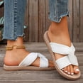thumbnail image 2 of Floleo Women's Cross Strap Fabric Slide Sandals, Open Toe Woven Trim Midsole Slip-On Footwear, Five Solid Tone Lightweight Non-Slip Summer Casual & Beach Slippers(White,9.5), 2 of 6
