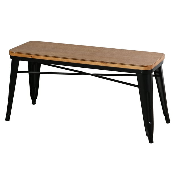 Black Metal And Wood Entryway Bench Metal and Wood Bench - Antique Black - Walmart.com - Walmart.com
