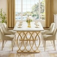 thumbnail image 4 of Tribesigns Modern Dining Table, 63" Large Kitchen Table for 4-6 People, Unique Rectangular Dinner Table Kitchen & Dining Room Furniture with Faux Marble Tabletop and Geometric Legs, 4 of 9