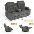 thumbnail image 6 of ReeQuo Oversized Reclining Loveseat with Adjustable Headrest, Dual Storage Console, USB & Type-C Charging, 4 Cup Holders & Phone Stands – Comfortable 2-Seater Recliner Sofa, 6 of 8