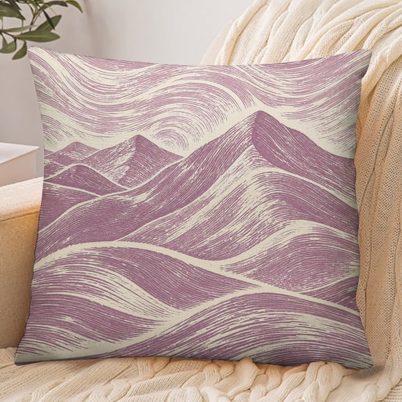 RKSupls 18x18 Inch Envelope Throw Pillow Cover, Purple Mountain Landscape Soft Polyester Modern Farmhouse Decorative Cushion Case for Home Bedroom Living Room