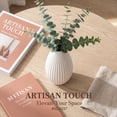 thumbnail image 3 of REGALWOVEN Modern Ceramic Vase Matte Ribbed Flower Vase, Wide Opening Chubby Vase for Desktop, Shelf & Bathroom White Narrow Mouth 3.1" x 3.1" x 5.9", 3 of 5