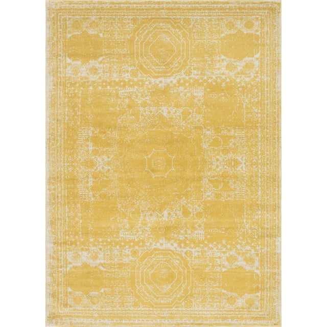 Unique Loom Bromley Collection Vintage Traditional Area Rug, 9 x 12 Feet, Yellow/Ivory