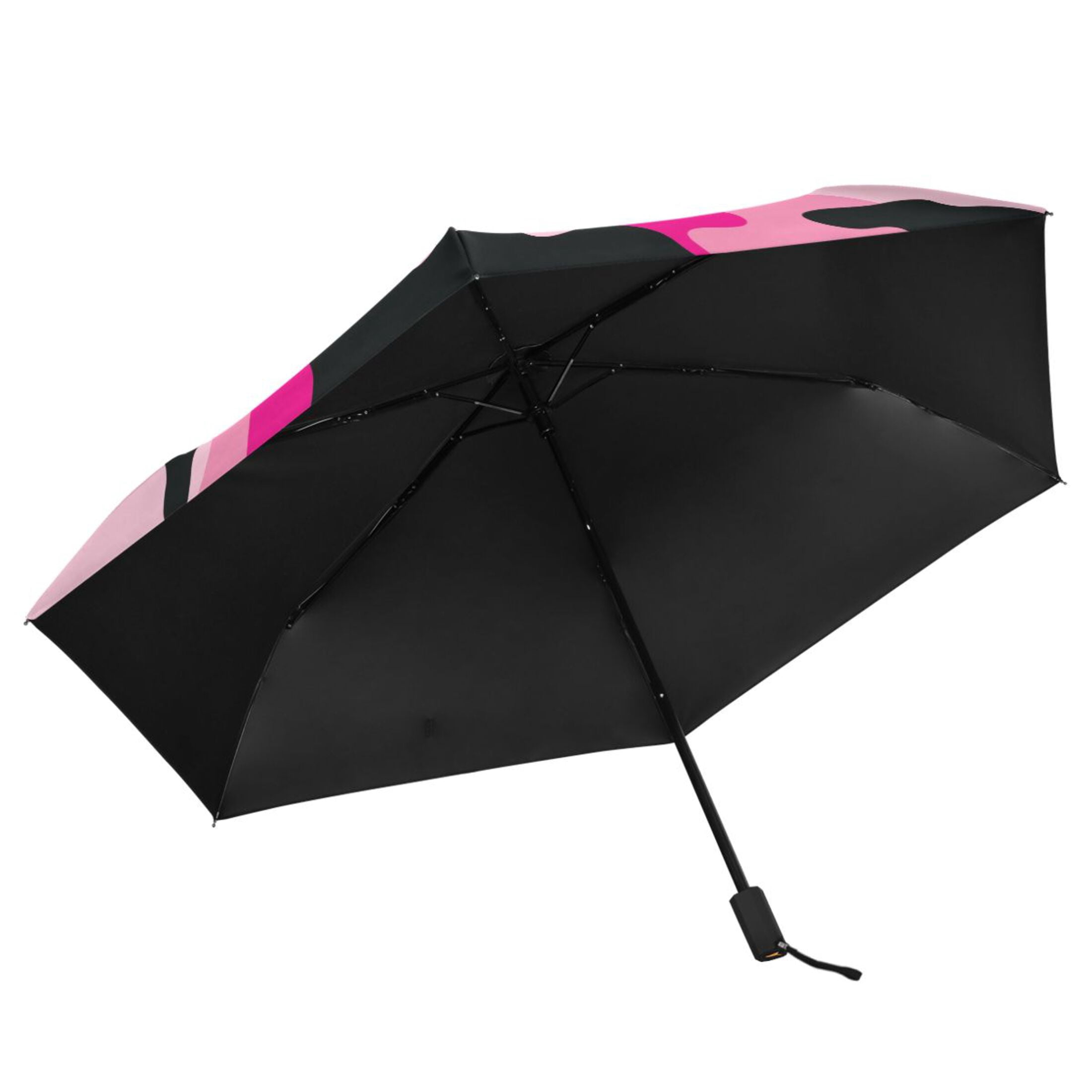 Pink and Black Camouflage Compact Folding Umbrella for Rain Windproof Travel Umbrella UPF 50+ Lightweight Packable Arc Size