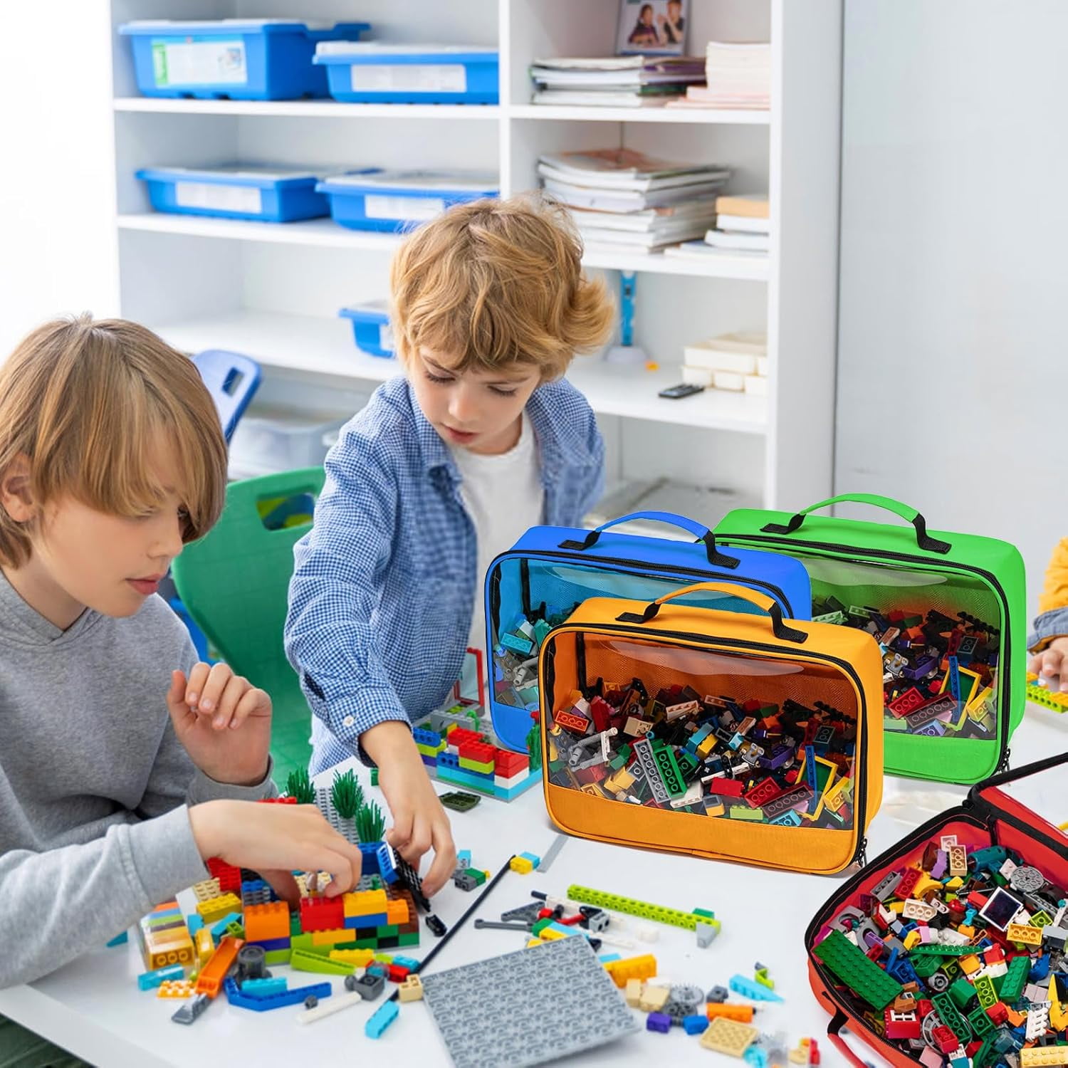 4pcs Toys Storage Bag, Classic Bricks Building Set Storage Bag, Travel Case for Building Toys, Puzzles