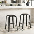 thumbnail image 4 of SAFAVIEH Luella Round Backless Counter Stool, Black (Set of 2), 4 of 12