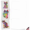thumbnail image 2 of xianyou-Painted Watercolor Cat Note Cards w/Envelopes - Assorted 'Funky Rainbow Cat' Blank Greeting Card - Cute Kitten Animal Cards & Cats Stationery for All Occasions - (Box of 10) AM6199OCB-B1x10, 2 of 4