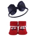 thumbnail image 5 of Hudson Baby Infant Girl Headband and Socks Giftset, Red Navy Flower, One Size, 5 of 6